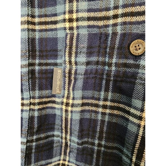 Woolrich Long Sleeve Plaid Button Down Shirt Flannel Blue Black Mens Size Large - Picture 4 of 4